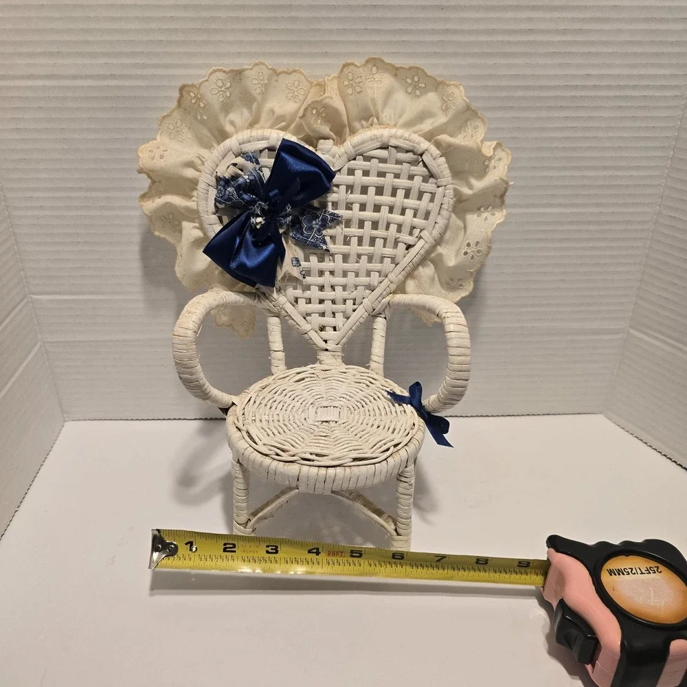 Vintage‎ Ornate White Wicker Planter Doll Chair Bohemian Granny Core